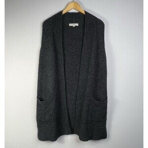 Loft Wool Alpaca Blend Open Long Duster Cardigan Sweater Vest Sz M